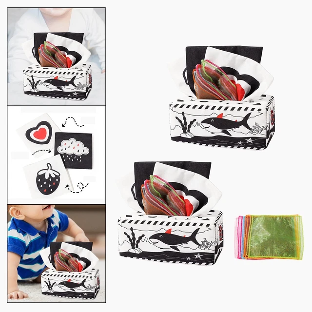 Wodasi Boîte à Tissus pour Bébé, Montessori Bebe, Boîte à Mouchoirs en Tissu Jouets Sensoriels