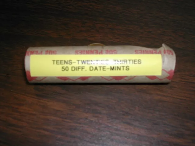 Lincoln Wheat Cent Penny Lot Teens/Twenties/Thirties 50 Different Date/Mints