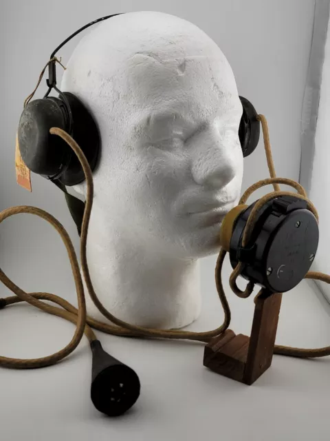 Scarce Original WW2 British Army MKII Wireless Headset w/Power Cord, Well Marked