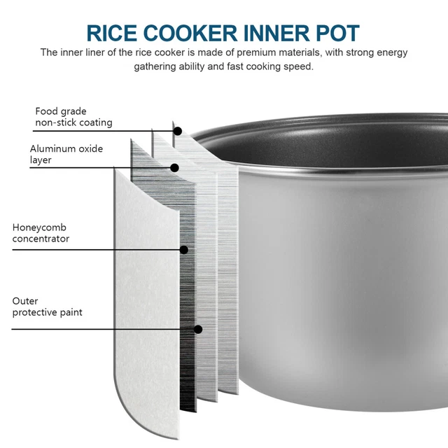Rice Cooking Container Rice Cooker Liner Stainless Steel Container Plug-in 3