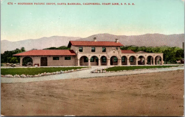 Southern Pacific Depot Santa Barbara California Postcard