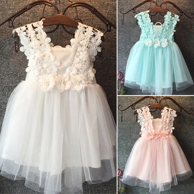 Kids Baby Flower Girl Princess Lace Party Pageant Wedding Birthday Tutu Dress