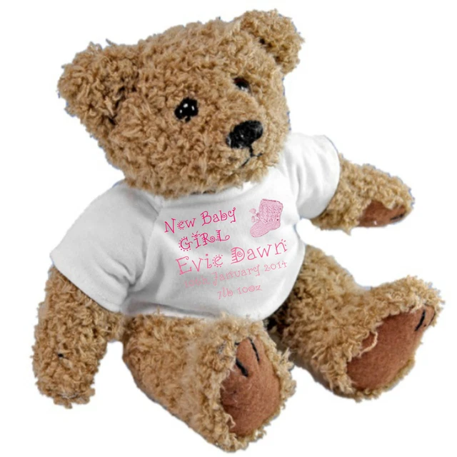 Bellissimo REGALO personalizzato neonato orsacchiotto bambino/ragazza battesimo