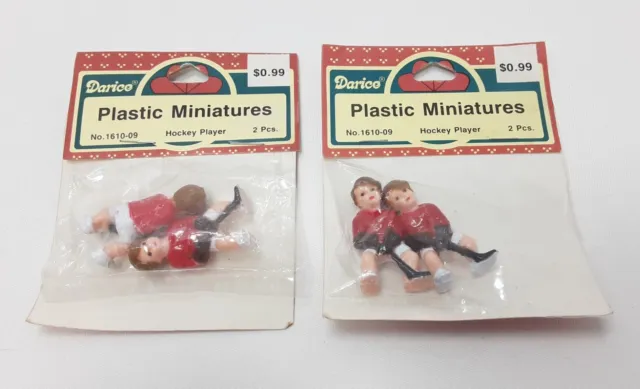 Lot Of Two Vintage Darice, Plastic Miniatures, Hockey Player (2 Pcs.)