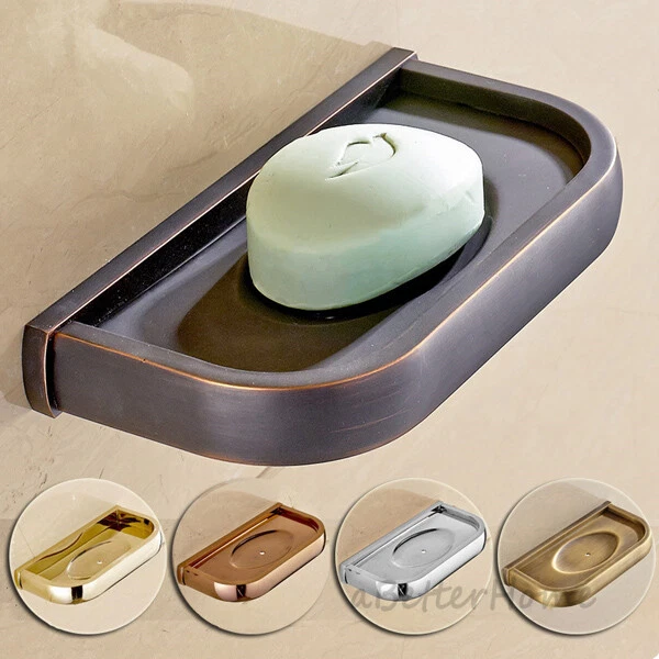 Solid Simple Wall Mounted Bathroom Shower Soap Dish Holder Storage Rack Cup Tray