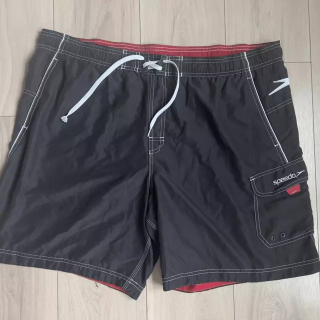 Speedo Shorts Mens Size XL Black Red Swim Trunks Board Shorts Adult