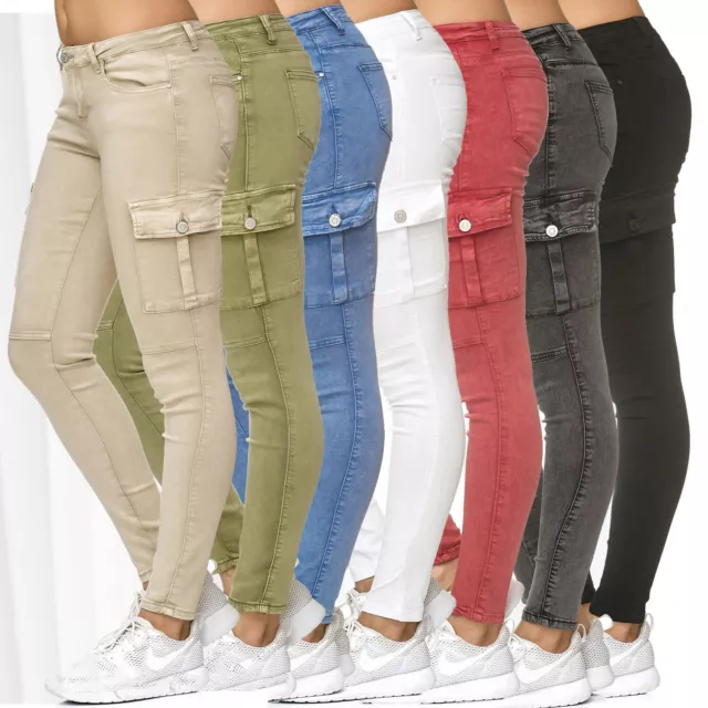 EX M&S Womens Cargo Trousers Ladies Zip Leg Stretch Chino Pants All Waist  UK6-24