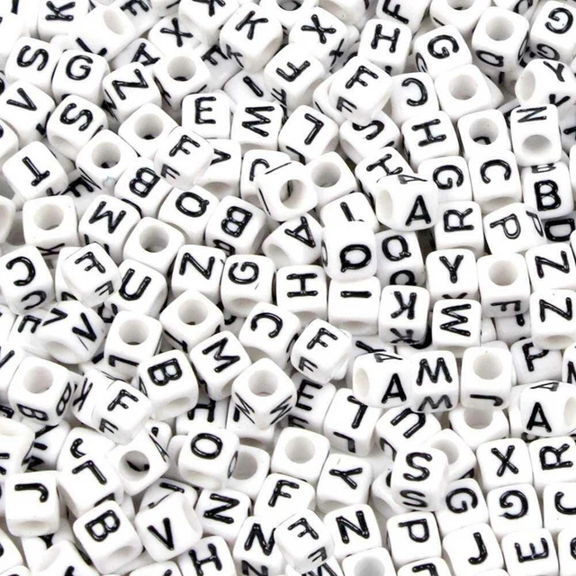 100p Spacer Acrylic Beads DIY Cube Making Loose Mixed Letter Nice Jewelry T0N8