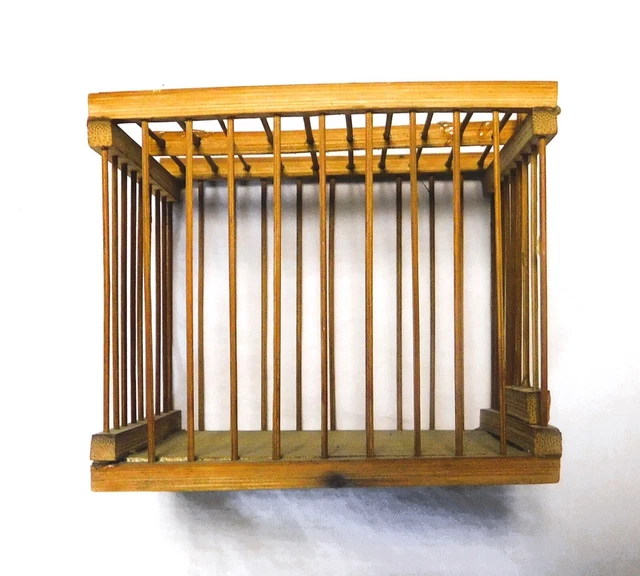 Antique Vintage Wood Transport Bird Cage to Bring New Canary to Coal Mine