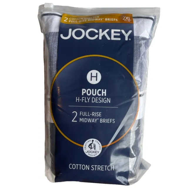 JOCKEY Men’s Size XXL 44-46 Full-Rise Midway Briefs Cotton Stretch Gray Pouch