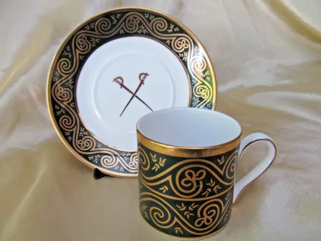 Coronation Sword Of Justice Tower Of London Demitasse Cup & Saucer Black Gold