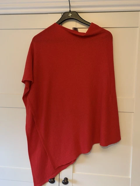 VERA TUCCI CASHMERE Mix Poncho Jumper Sweater Red One Size Autumn Jacket Cape 14.99 PicClick UK