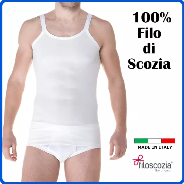 Canottiera da uomo spalla stretta cotone FILO di SCOZIA canotta vogatore intima
