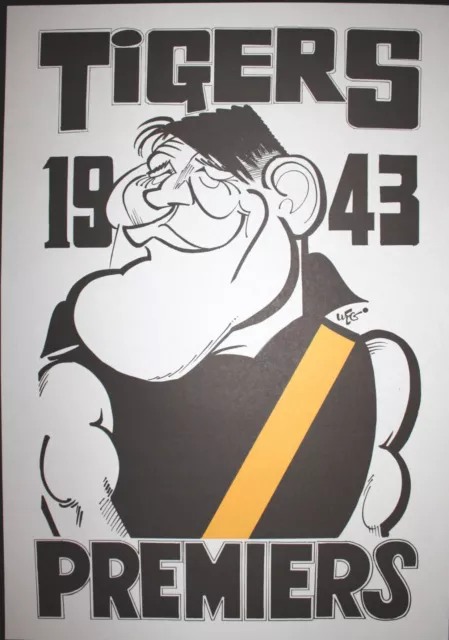 1943 Richmond Premiers Weg poster Jack Dyer Tigers Premiership Grand Final
