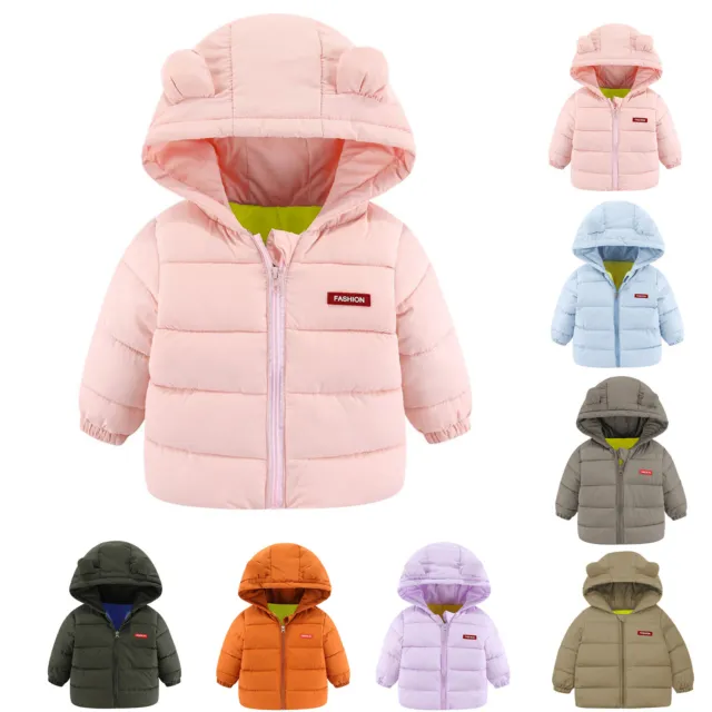 Kinder Baby Jungen Mädchen Winter warme Jacke Bär Ohren Mäntel Kapuze gepolsterte Outwear UK