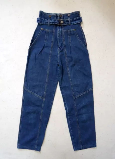 Vintage High-Waisted Jeans with Detachable Bracers/Suspenders - size 7 27 mod. 6