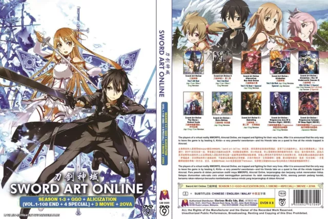 ANIME DVD SWORD ART ONLINE SEASON 1-3 VOL.1-96 END [ENGLISH DUBBED] REGION  ALL 