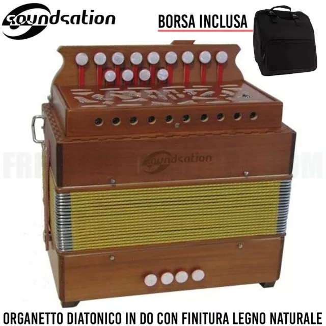 SOUNDSATION SAC-1304C-WD Organetto diatonico 4 Bassi in DO in LEGNO + Borsa