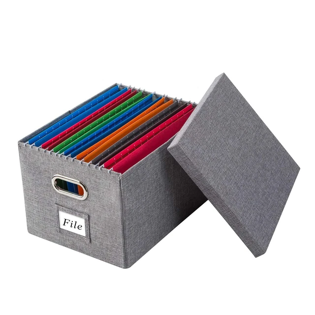 Linen File Boxes Organizer With Lids Letter/Legal Size Multi-Purpose
