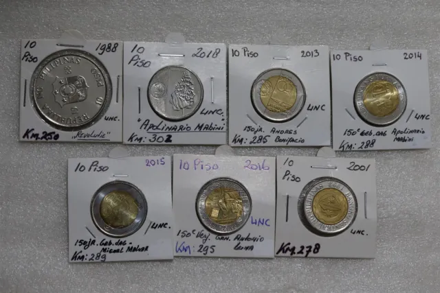 Philippines - 10 Piso - 7 Coins Collection B49 #1607