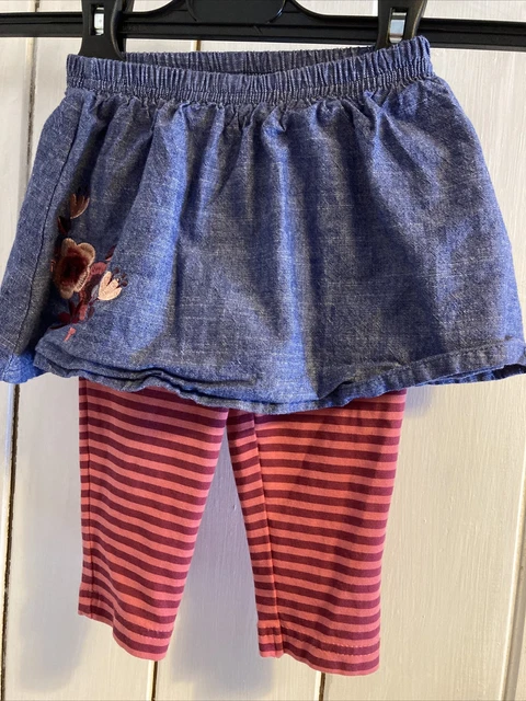 Gonna bambina noce moscata e leggings a righe combinazione 3-6 mesi rosa & Demin