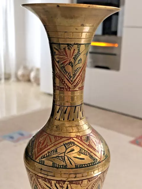Filigran ziselierte Messing Vase, Vintage, Kunsthandwerk, Indien 70-80 Jahre 3