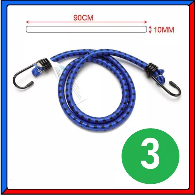 3 x Corda Fune Cinghia Elastica con Ganci per Fissaggio Bagagli Bici Portapacchi