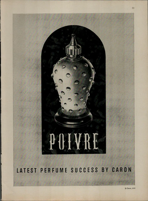 1956 Poivre Latest Perfume Success By Caron Vintage Print Ad 2699
