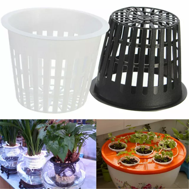 2/5pcs  8.3x 6.6cm Plastic Round Aquatic Pots Baskets for Water Plants Pond