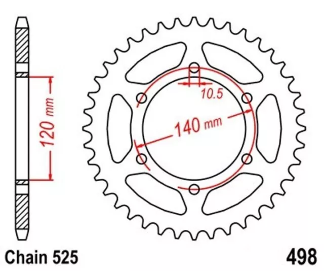 Pignon 40 Z pas 525 pour Kawasaki W650 ZR ZR-7 ZX-6R Suzuki GSX-R 600 750