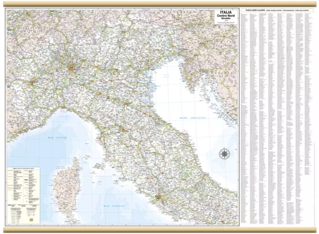 CARTA GEOGRAFICA MURALE centro nord ITALIA 119 X 88 cm BELLETTI STRADALE  EUR 28,00 - PicClick IT