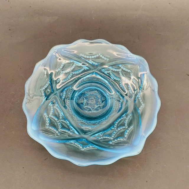 PLATE JEFFERSON GLASS baby Blue Opalescent dish vintage depression art