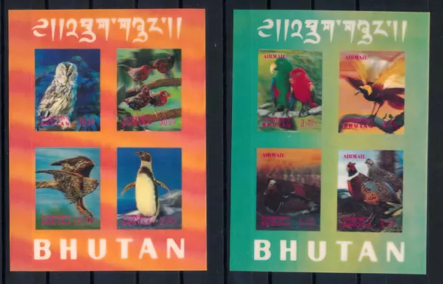 [50230] Bhutan 1969 Oiseaux Vögel Ucelli Paire De 3D Souvenir Feuilles MNH