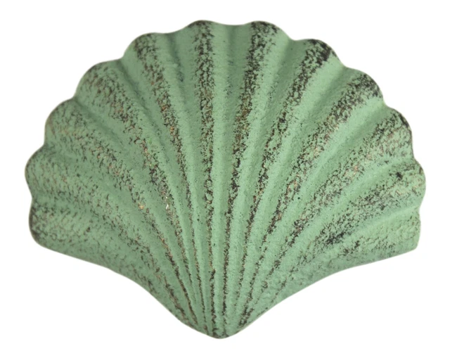 Scallop Shaped Drawer Pull Verdi Green Painted Cast Iron