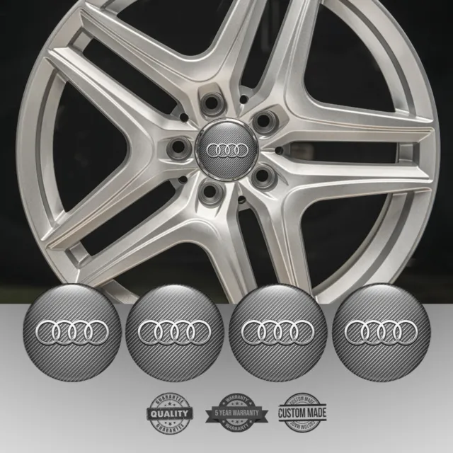 Set of 4 Silicone Center Wheel Cap Stickers Audi Emblem Logo Decals Rims