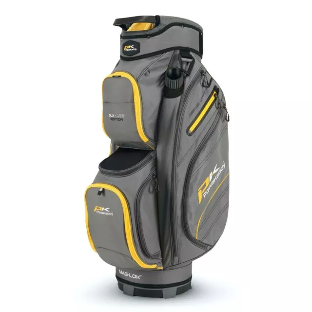 Powakaddy DLX Lite Golf Cart Tasche 2024 - Pistole Metall gelb Zierleiste