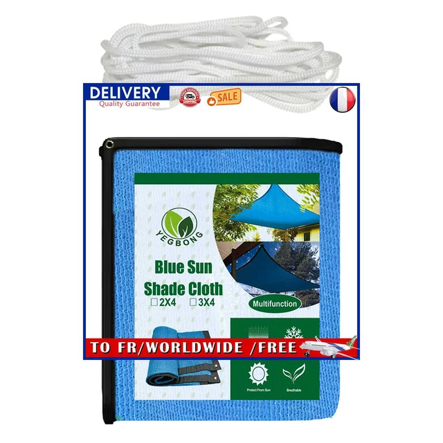 Sun Shade Sail - Canopy Awning Screen Plant Greenhouse Cover (Blue 3x4m)
