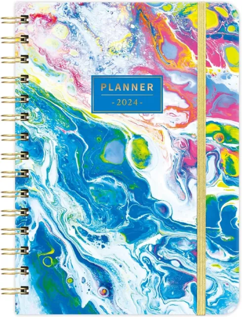 2024 Planner Organizer Book Weekly Monthly Academic Calendar Hardcover 6.4"x8.5"