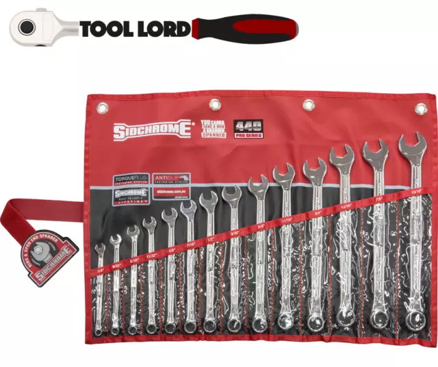 Sidchrome 14 Pce AF Pro Series Ring & Open End Spanner Set SCMT22443 1/4"-15/16"