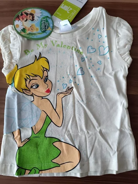 NEU! Disney Fairies T-Shirt Tinkerbell großer Druck creme Gr. 92   