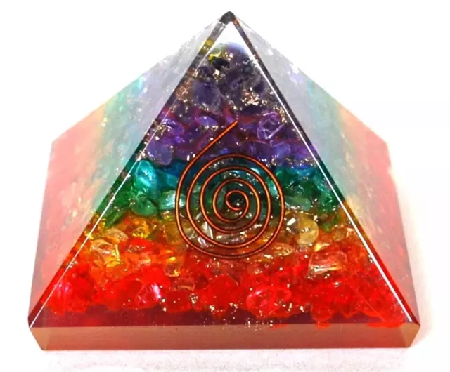 Reiki Energy Healing Large Chakra Orgone Orgonite Clear Quartz Crystal Pyramid