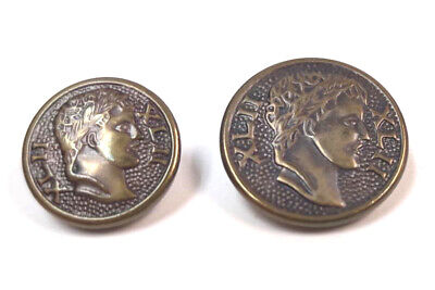 Set of 2 Vintage Brass Buttons Roman Style Coin LXII