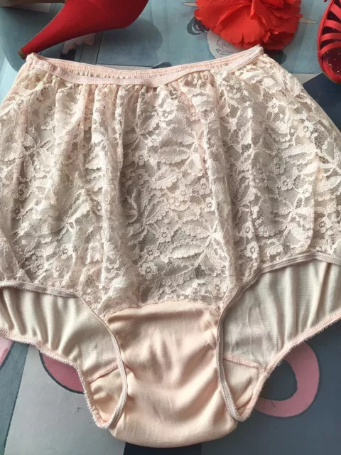 1950s Vintage Peach Lace Panties High Waist Brief Mushroom Gusset Small 5 9500 Picclick 