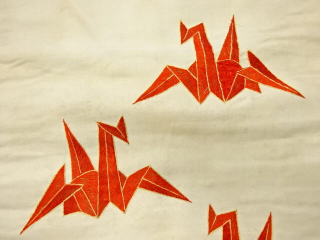 5925294: Japanese Kimono / Antique Nagoya Obi / Embroidery / Origami Crane