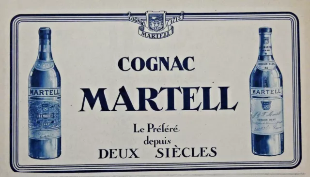 Publicité De Presse 1931 Cognac Martell Le Préféré Depuis Deux Siècles