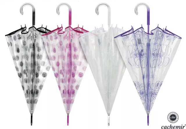 Cachemir Regenschirm Damen Stockschirm Glockenschirm durchsichtig transparent