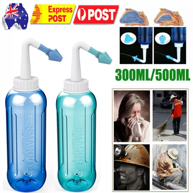 300/500ml Neti Pot Sinus Rinse Nose Wash Bottle Nasal Irrigation Relief