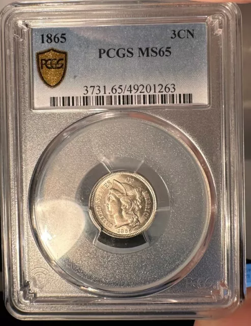 1865 3cN PCGS MS MS 65 Three Cent Nickel