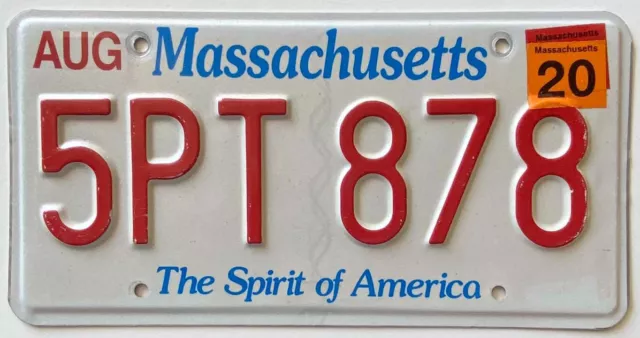 Massachusetts 2020 Spirit of America License Plate 5PT 878