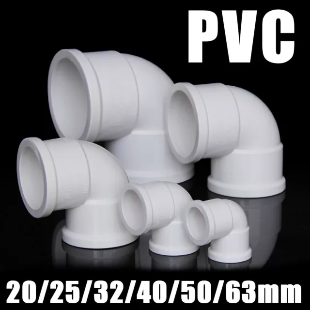 Tubo PVC bianco 90° gomiti ID 20/25/32/40/50/63 mm connettore montaggio frizione